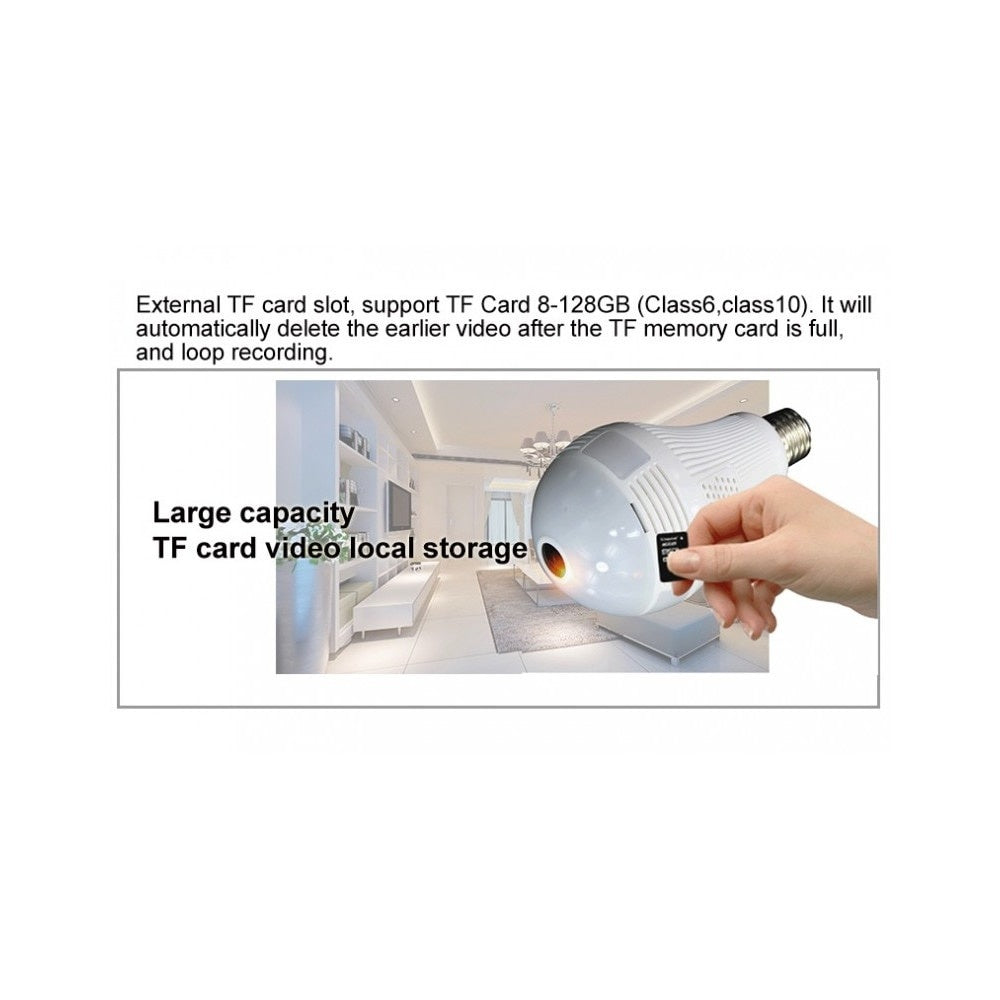Bec White Cu Camera HD IP Wireless, unghi 360 grade, urmarire LIVE WIFI pe telefon + Cadou Bratara cu fir negru si steluta