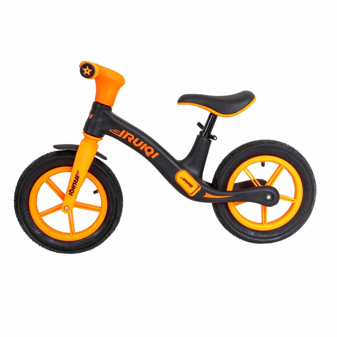 Bicicleta fara pedale copii cu roti cauciuc, scaun reglabil, 3+ ani, negru si orange