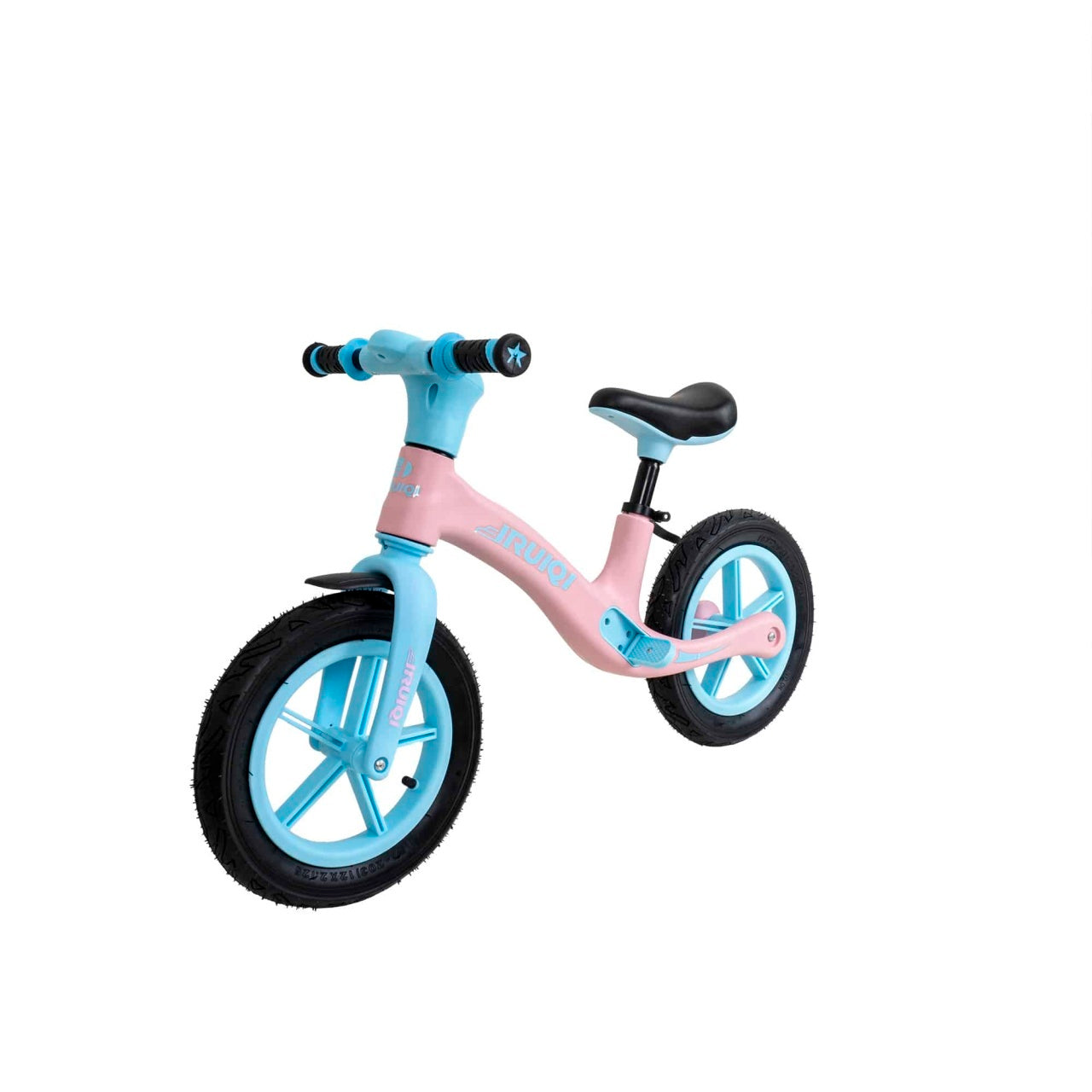 Bicicleta fara pedale pentru copii, roti cauciuc 12 inch, scaun reglabil, albastru si roz