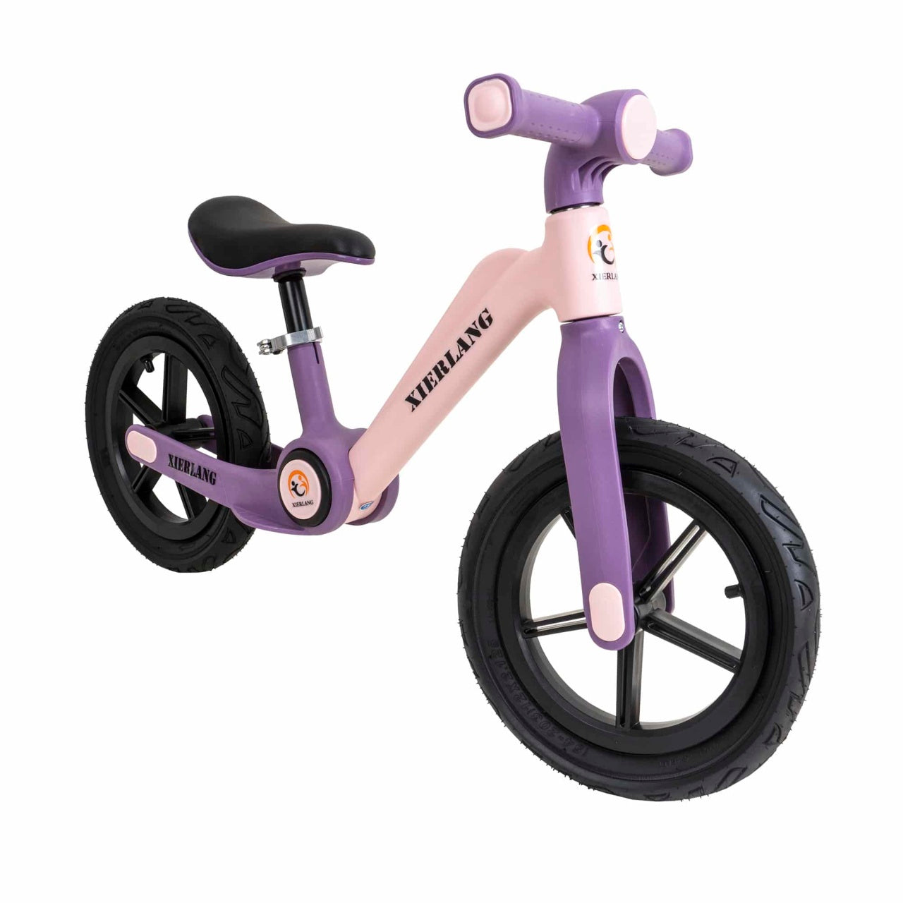 Bicicleta fara pedale pliabila pentru copii, roti cauciuc 12 inch, scaun reglabil roz-lila