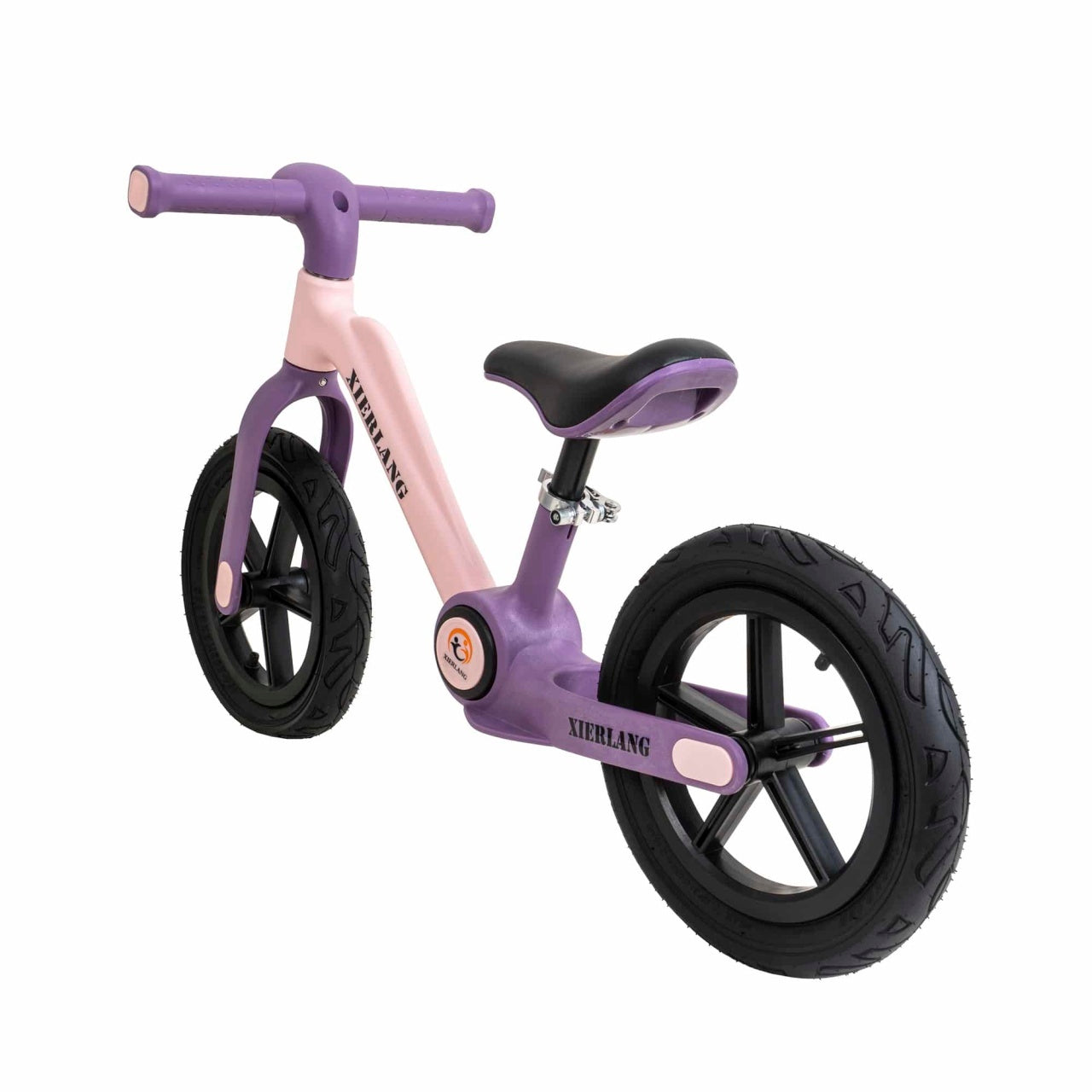 Bicicleta fara pedale pliabila pentru copii, roti cauciuc 12 inch, scaun reglabil roz-lila