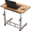 Birou multifuntional cu roti, inaltime reglabila, cadru metalic, blat lemn deschis, dimensiuni 80x40 cm, alb/lemn deschis