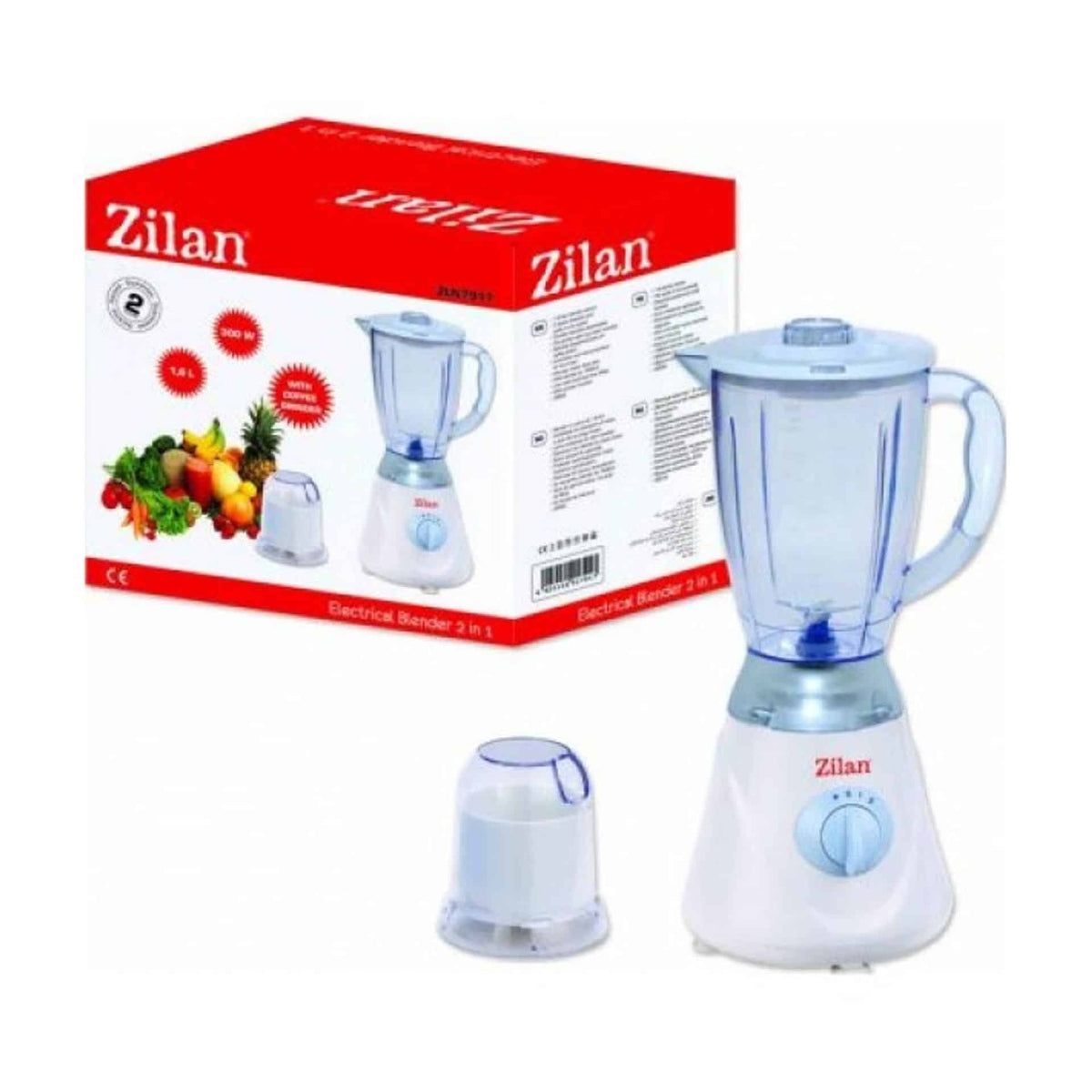Blender 2 in 1 cu rasnita, 2 viteze + Pulse, 1.6L, 300W, Alb