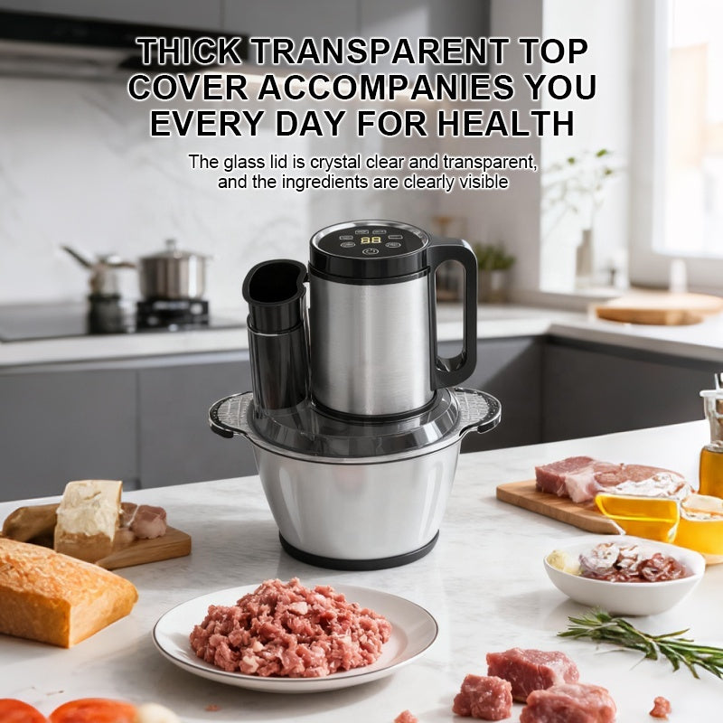 Blender multifunctional 6 in 1, capacitate 3.5L, putere 600W, usor de curatat si depozitat, capabil sa toace legume, fructe și carne, argintiu