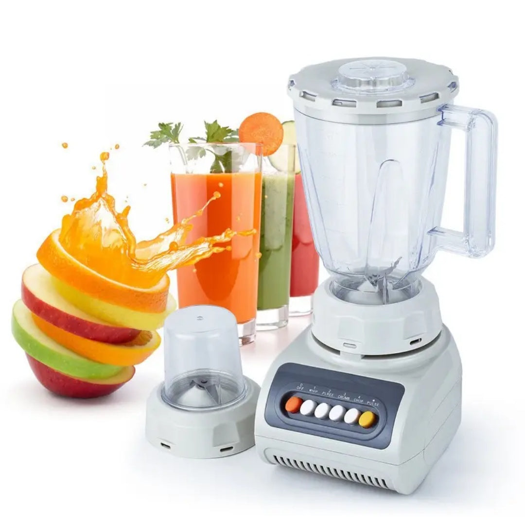 Blender multifunctional, cu recipient rezistent la spargere, capacitate 1.5L, putere 500W, design ergonomic, lama din otel inoxidabil, sistem de siguranta, bej