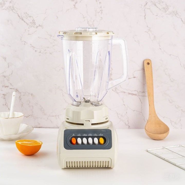 Blender multifunctional, cu recipient rezistent la spargere, capacitate 1.5L, putere 500W, design ergonomic, lama din otel inoxidabil, sistem de siguranta, bej