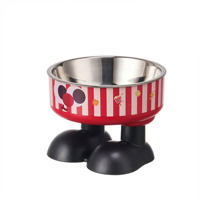 Bol din otel inoxidabil mare pentru caini si pisici, inaltat cu picioare, 14 x 10.5 cm