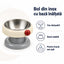 Bol din Inox pentru Pisici și Câini, Bază Înălțată, Crem/Gri – imagine 3