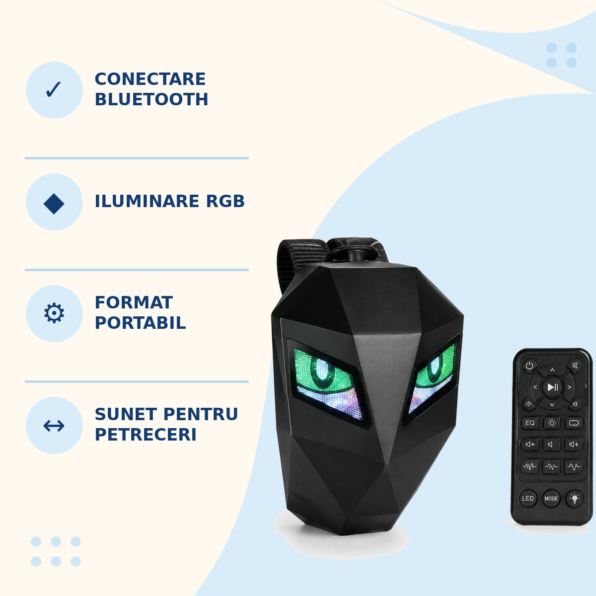 Boxă Portabilă Bluetooth RGB cu Control prin Aplicație, Negru-Verde – caracteristici