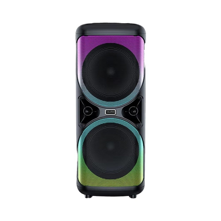 Boxa portabila cu lumini RGB, apel video, functie de telefon, lumina intermitenta LED, karaoke, acumulator, negru