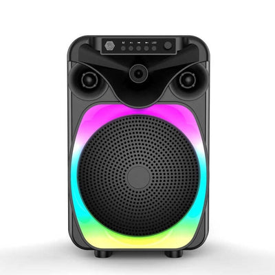 Boxa portabila cu lumini RGB, putere 10-30W, MP3, USB, bluetooth, TF, slot microfon, karaoke, acumulator, negru