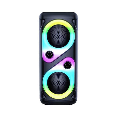 Boxa portabila cu lumini RGB, putere 10W, MP3, USB, bluetooth, TF, slot microfon, karaoke, acumulator, negru