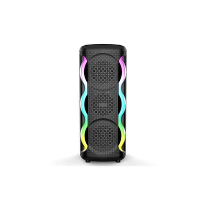 Boxa portabila cu lumini RGB, putere 16W, MP3, USB, bluetooth, TF, acumulator, FM, karaoke, negru