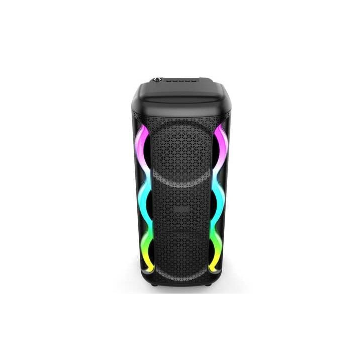 Boxa portabila cu lumini RGB, putere 16W, MP3, USB, bluetooth, TF, acumulator, FM, karaoke, negru