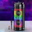Boxa portabila cu lumini RGB, putere 20W, MP3, USB, bluetooth, TF, slot microfon, karaoke, acumulator, din plastic rezistent, cu 2 difuzoare, negru