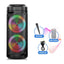 Boxa portabila cu lumini RGB, putere 20W, MP3, USB, bluetooth, TF, acumulator, FM, karaoke, negru