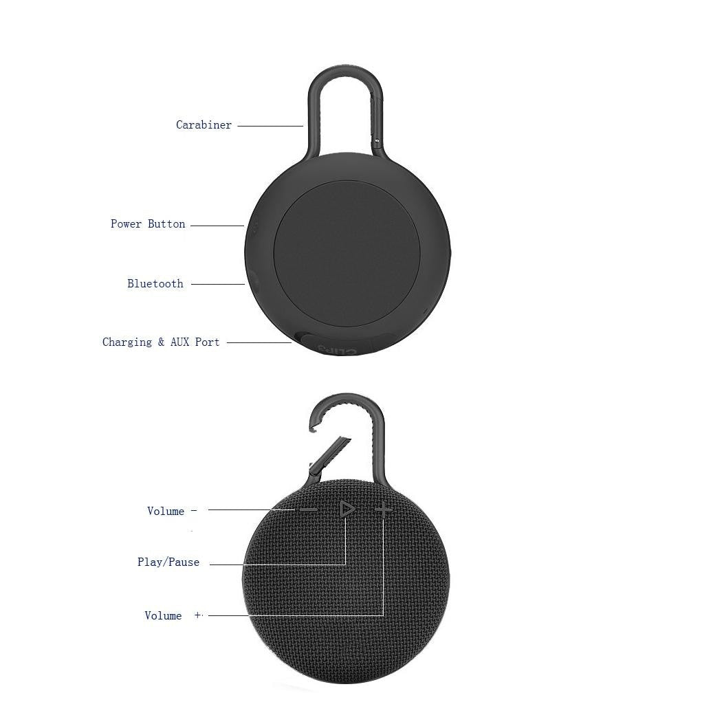 Boxa portabila, fara fir, rezistenta la apa, slot MicroSD, acumulator reincarcabil, port USB, dimensiuni 14.5x10.5x5 cm, negru
