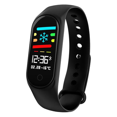 Bratara fitness TechONE™ M3, color, IP 65, multi sport, puls, tensiune, notificari, negru