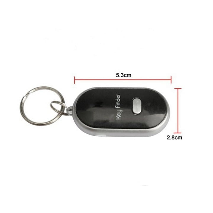 Breloc pentru localizare si gasire chei pierdute, functionare cu baterii, dimensiuni 5, 7 x 3cm, raza de actiune 5m, din plastic, negru