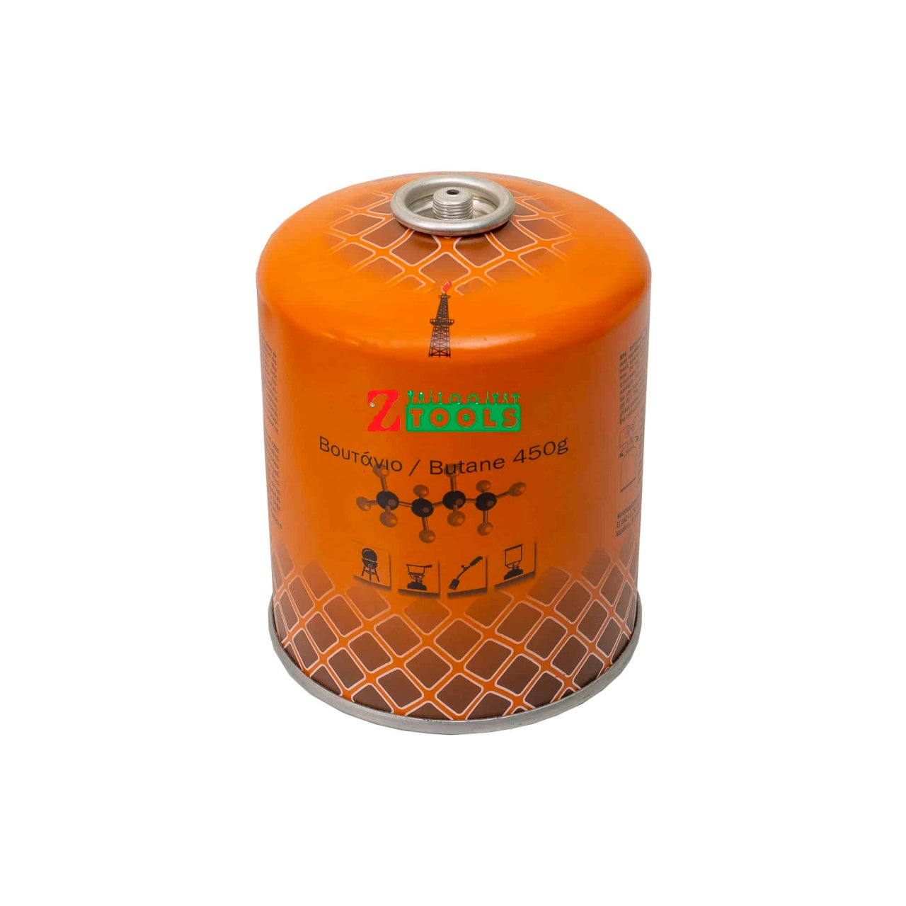 Butelie gaz cu valva pentru arzator, 450g, filet 10mm, reutilizabila