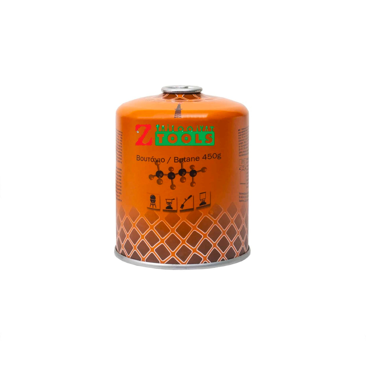 Butelie gaz cu valva pentru arzator, 450g, filet 10mm, reutilizabila
