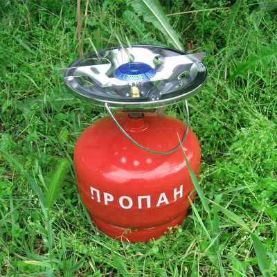 Butelie gaz GPL cu arzator, 5 Litri Propan-Butan, butelie Camping, voiaj, compatibila cu aragaz, filet 1/2, metal