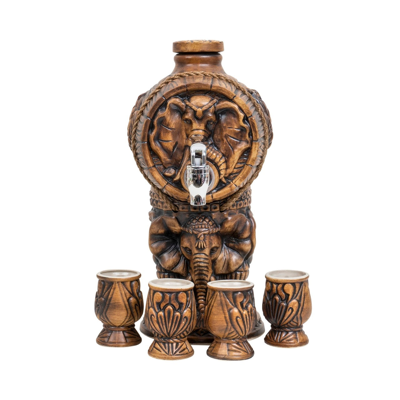 Butoi de vin ceramica cu robinet, capacitate 3L, model elefant