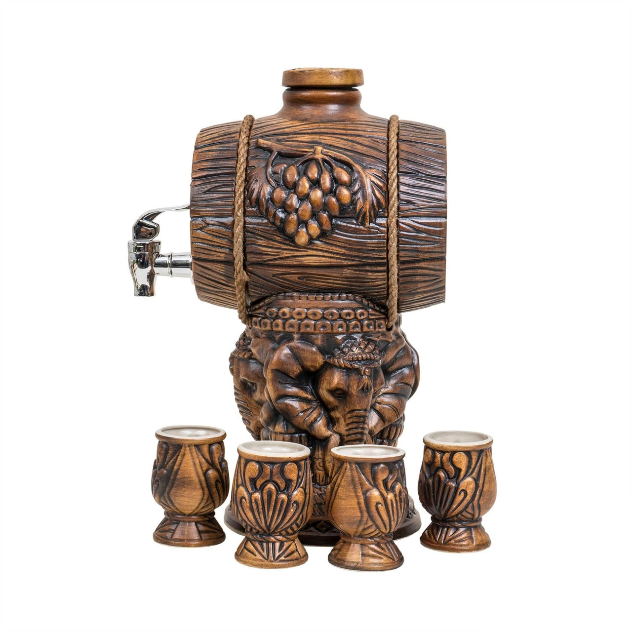 Butoi de vin ceramica cu robinet, capacitate 3L, model elefant