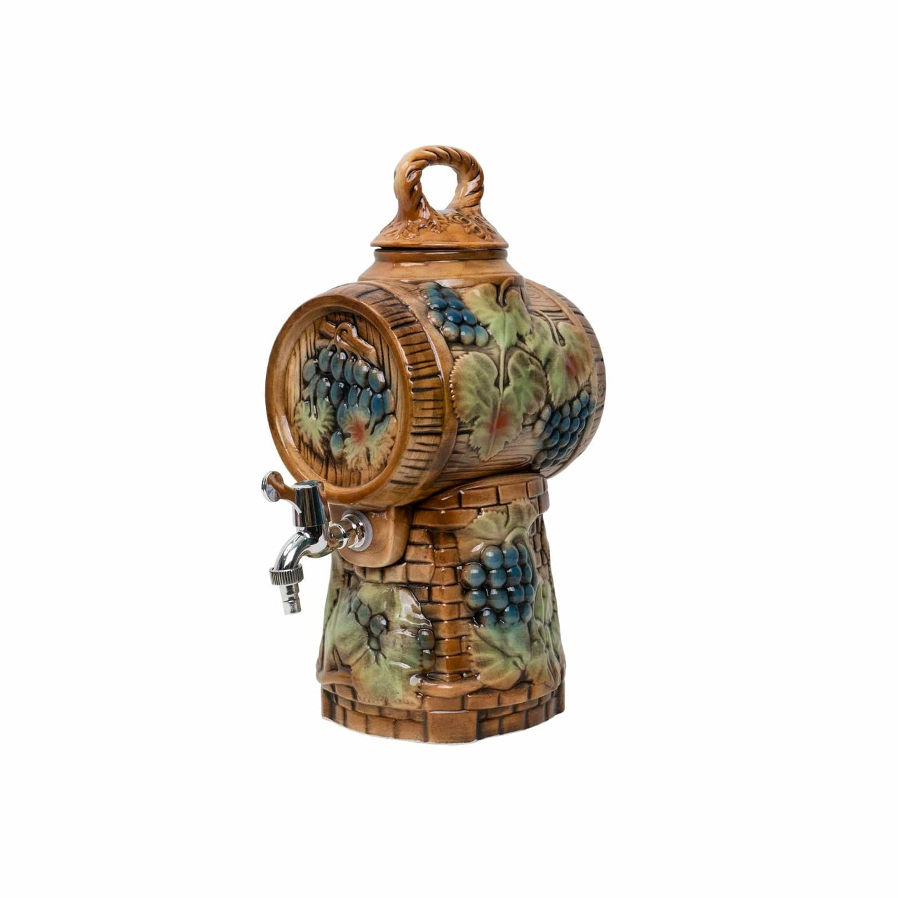 Butoi de vin din ceramica cu robinet, capacitate 3L, pe suport ceramic