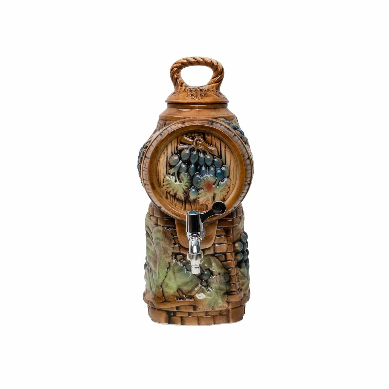 Butoi de vin din ceramica cu robinet, capacitate 3L, pe suport ceramic