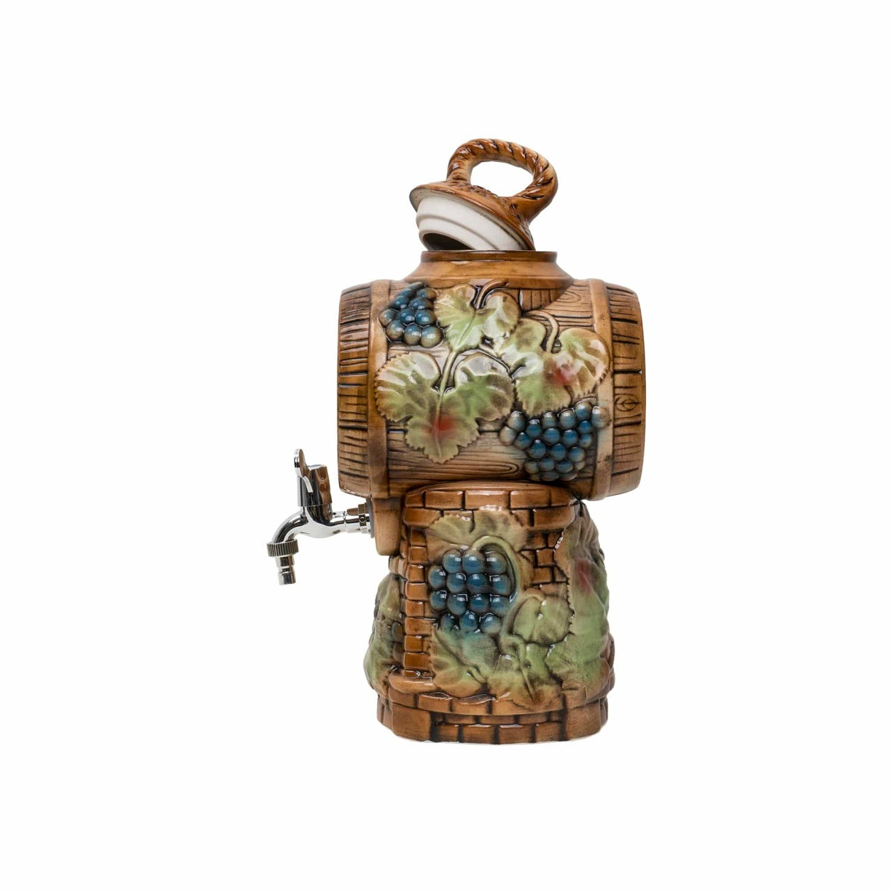 Butoi de vin din ceramica cu robinet, capacitate 3L, pe suport ceramic
