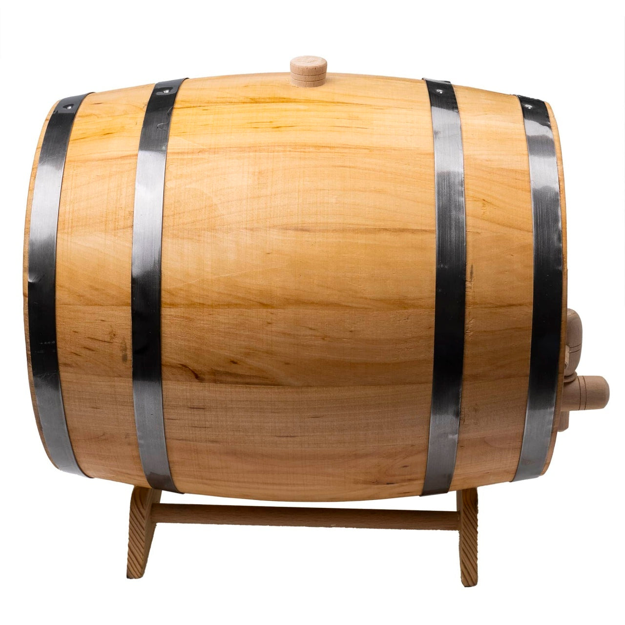 Butoi decorativ din lemn masiv de arin, capacitate 10L, cu robinet