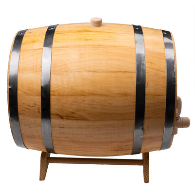 Butoi decorativ din lemn masiv de arin, capacitate 10L, cu robinet