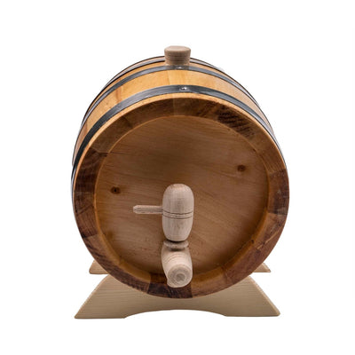 Butoi decorativ din lemn masiv de arin, capacitate 3L, cu robinet