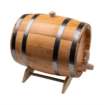 Butoi decorativ din lemn masiv de arin, capacitate 5L, cu robinet
