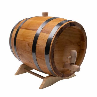 Butoi decorativ din lemn masiv de arin, capacitate 5L, cu robinet