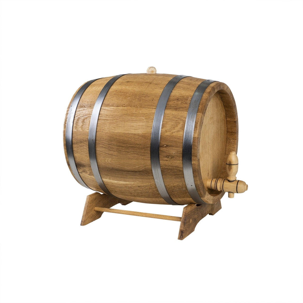 Butoi decorativ din lemn masiv de stejar, capacitate 10L, cu robinet