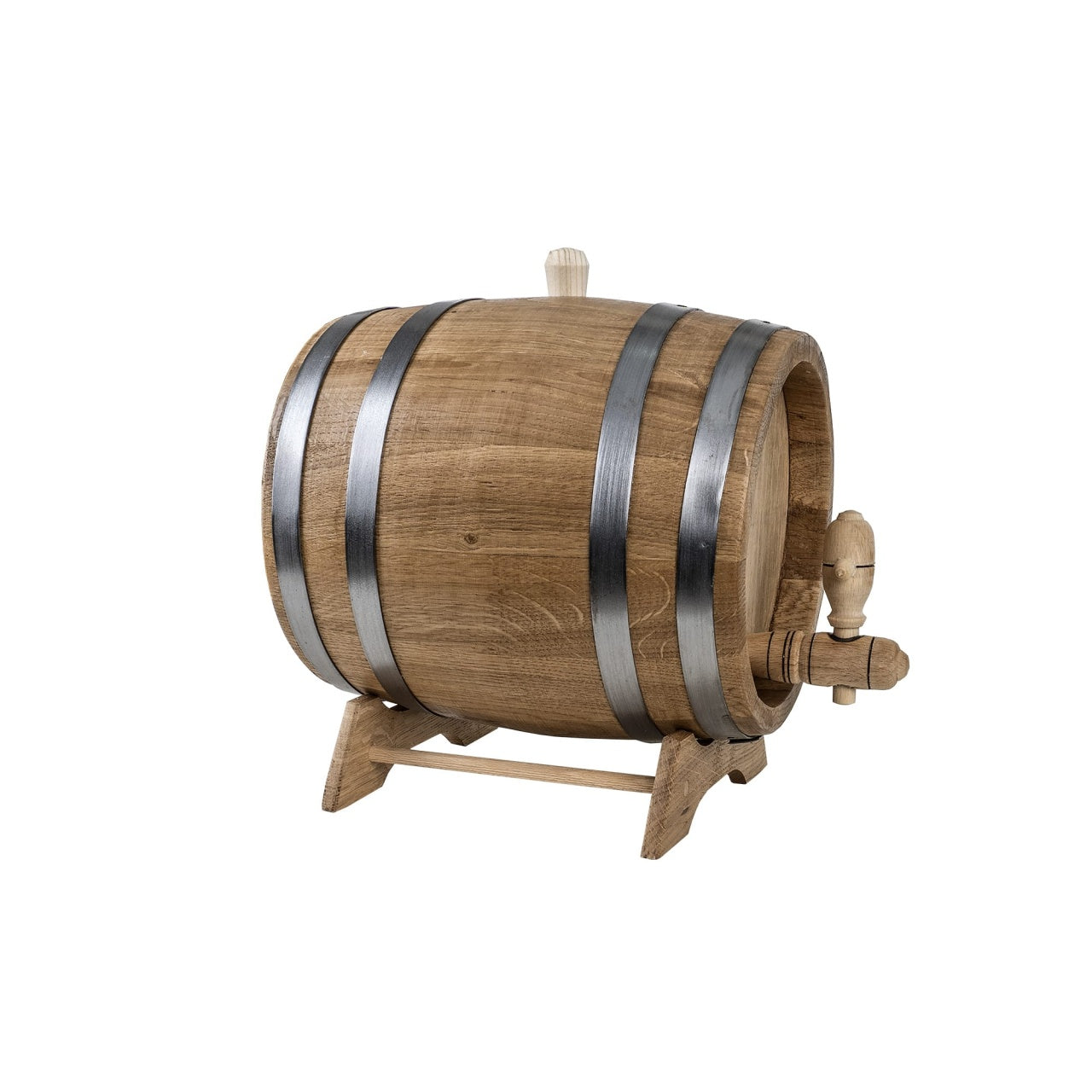 Butoi decorativ din lemn masiv de stejar, capacitate 5L, cu robinet