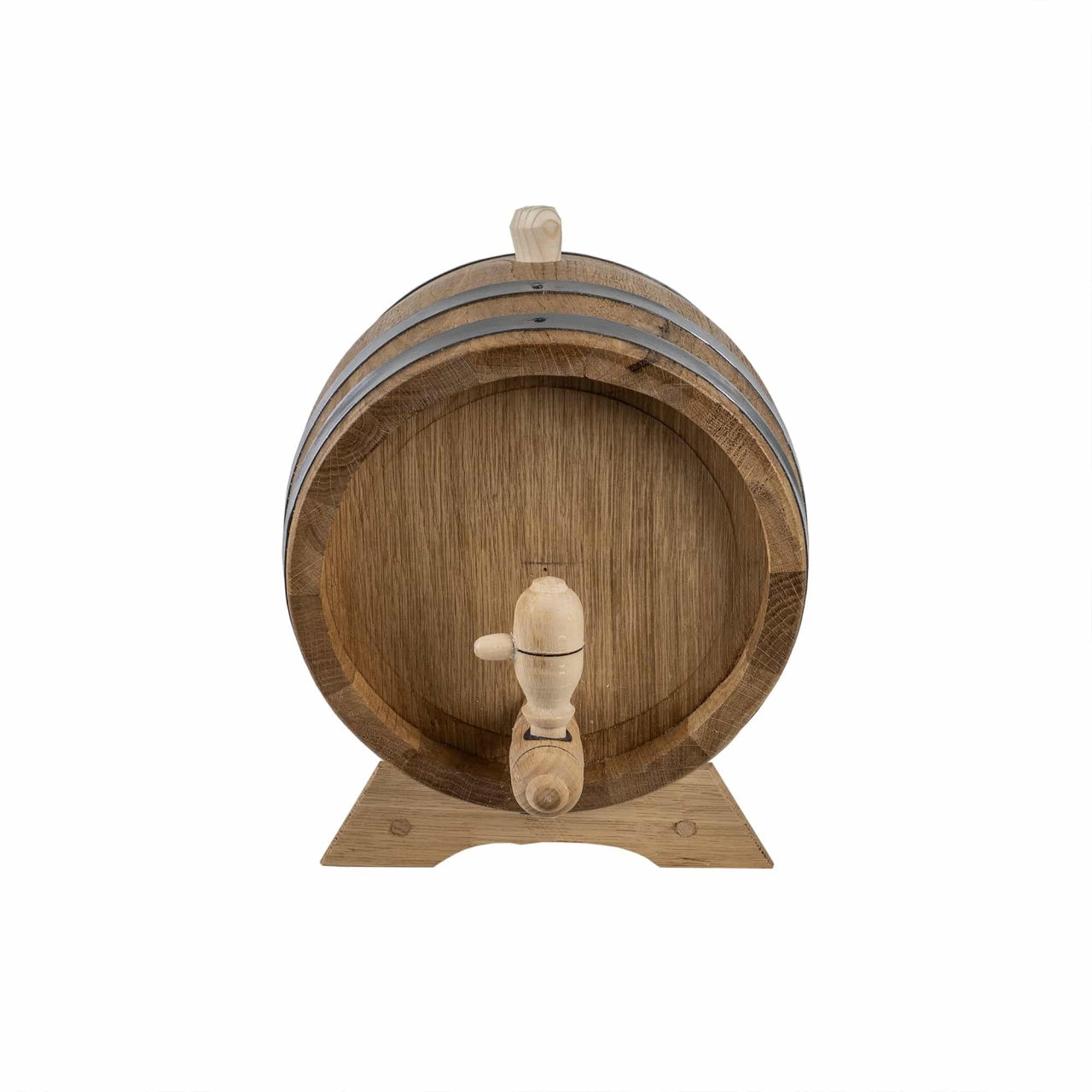 Butoi decorativ din lemn masiv de stejar, capacitate 5L, cu robinet