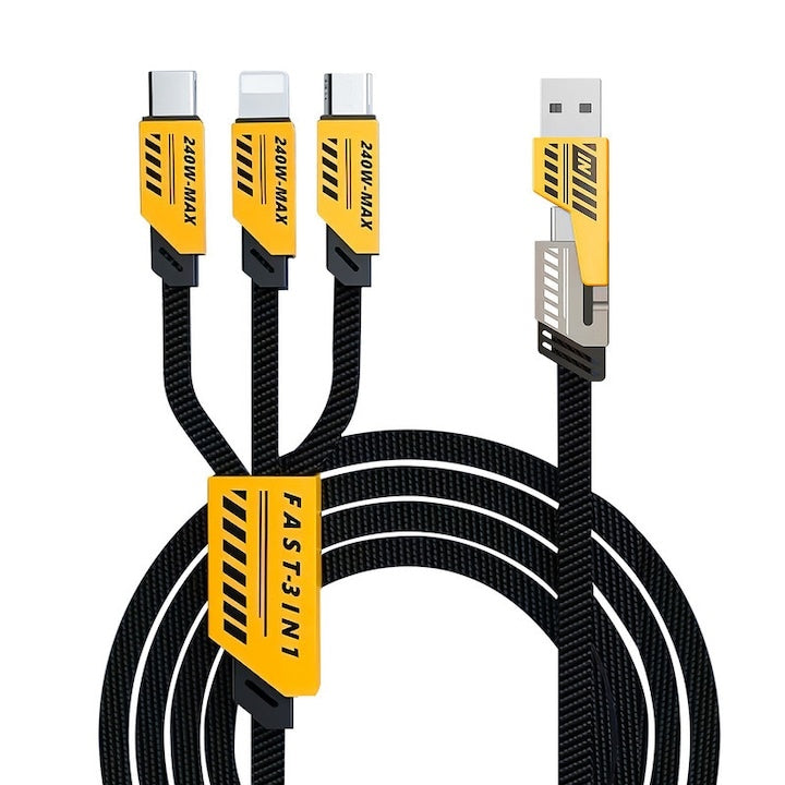 Cablu de date 3-in-1, 1m, USB-C/Micro-USB/Lightning, incarcare rapida 3.1A, 2 m