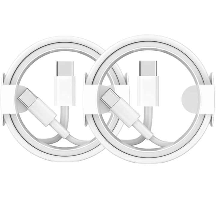 Cablu de date si incarcare, tip C, lungime 1m, din materiale rezistente, incarcare rapida, alb