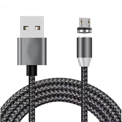 Cablu de incarcare cu conector magnetic pentru telefon si tableta, micro-USB, incarcare rapida,1M, LED, NEGRU