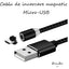 Cablu de incarcare cu conector magnetic pentru telefon si tableta, micro-USB, incarcare rapida,1M, LED, NEGRU