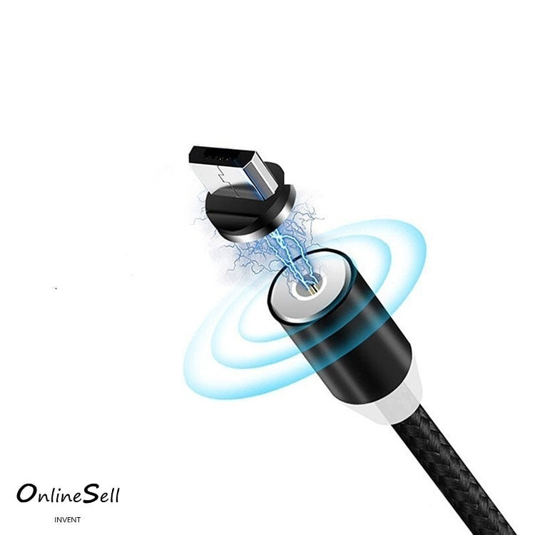 Cablu de incarcare cu conector magnetic pentru telefon si tableta, micro-USB, incarcare rapida,1M, LED, NEGRU