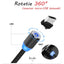 Cablu de incarcare cu conector magnetic pentru telefon si tableta, micro-USB, incarcare rapida,1M, LED, NEGRU