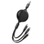 Cablu USB-A, tip C, Lightning, micro-USB, lungime 1m, cu 3 capete de incarcare, negru