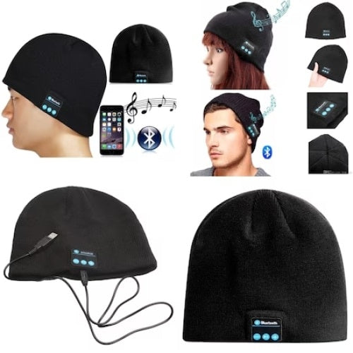 Caciula cu casti si microfon intergate, conexiune Bluetooth, cu functia de hands-free, casti detasabile, distanta de conexiune 10m, autonomic 8 ore, negru