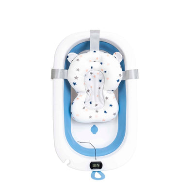 Cadita pliabila pentru bebelusi cu termostat si pernuta, albastru, dimensiuni 75x45x20 cm
