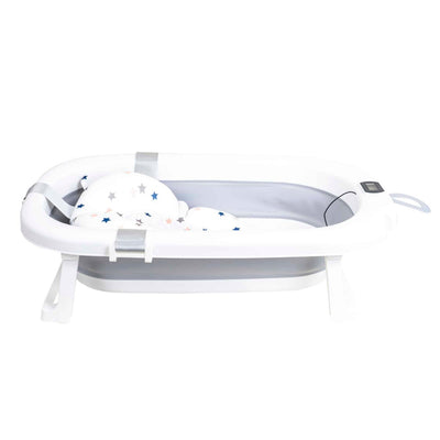 Cadita pliabila pentru bebelusi cu termostat si pernuta, gri, dimensiuni 75x45 cm