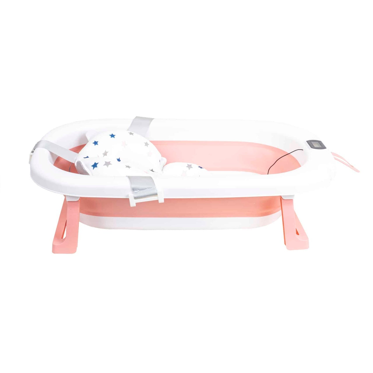 Cadita pliabila pentru bebelusi cu termostat si pernuta, roz, dimensiuni 75x45x20 cm